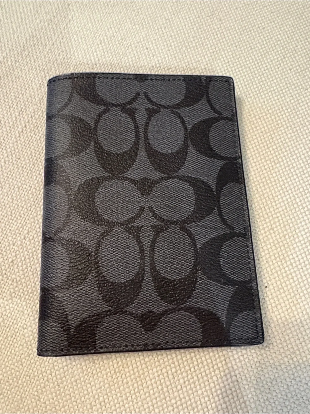 Coach Charcoal & Black Signature Passport Cover